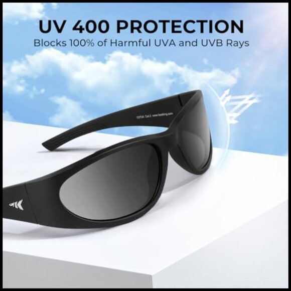 Polarized Sport Sunglasses with Grilamid Frame, Wide Temple Wrap for Driving - Picture 4 of 6